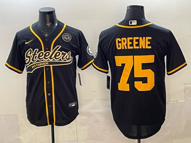 Men 2026 Pittsburgh Steelers #75 Greene Black Joint Name Nike Limited NFL Jersey style 08->youth mlb jersey->Youth Jersey